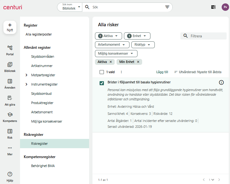 bild på en risköversikt i Centuri
