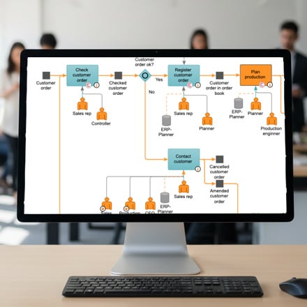 bild på en dator med processvisualisering